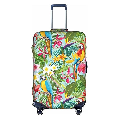 Reisekoffer, Motiv: tropische Pflanzen und Papageien, Unisex, elastisch, 45,7 - 53,3 cm, weiß, M Reisekoffer, Motiv: tropische Pflanzen und Papageien, Unisex, elastisch, 45,7 - 53,3 cm, weiß, M von Anticsao