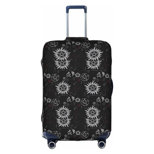 Supernatural Symbols Trolley-Koffer-Schutzhülle, kratzfest, 45,7 - 81,3 cm, geeignet für Reisen, Geschäftsreisen, Schwarz, weiß, L von Anticsao