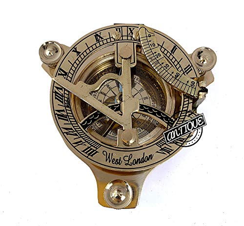 Seefahrtskompass, handgefertigt, viktorianisch, glänzendes Messing, Sonnenuhr, Kompass, Taschenwanderung/Tracking für Bruder von Antique Vibes