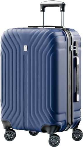 AnyZip Handegepäck Hartschalenkoffer Leicht PC+ABS Erweiterbar Reisekoffer Rollkoffer mit TSA Schloss und 4 Rollen (Blau, M) von AnyZip