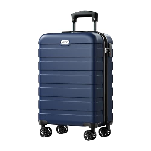 AnyZip Handgepäck Hartschalen-Koffer Reisekoffer Leichtgewicht Trolley PC ABS Rollkoffer mit TSA-Schloss und 4 Rollen（Dunkelblau） von AnyZip