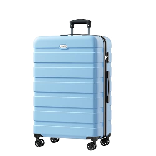 AnyZip Hartschalen-Koffer Reisekoffer Leichtgewicht Trolley PC ABS Rollkoffer mit TSA-Schloss und 4 Rollen（Hellblau,Großer Koffer von AnyZip