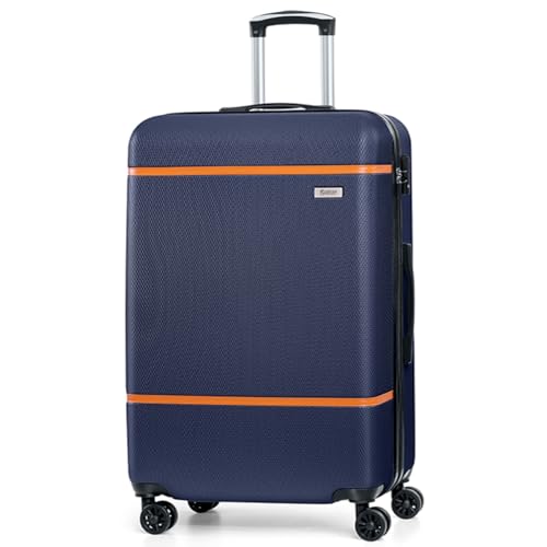 AnyZip Koffer Groß Hartschalenkoffer Leicht Trolley ABS + PC Reisekoffer mit Rollen 4 Räder TSA Schloss(XL, Dunkelblau) von AnyZip