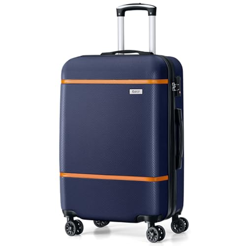 AnyZip Koffer Mittelgroß Trolley Leicht ABS + PC Reisekoffer Hartschalenkoffer mit Rollen 4 Räder TSA Schloss (L, Dunkelblau) von AnyZip