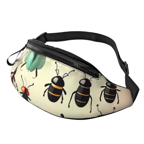 Bauchtasche mit Cartoon-Motiv kleine Insekten, für Männer und Frauen, Crossbody-Hüfttasche, Gürteltasche mit verstellbarem Riemen für Reisen, Sport, Schwarz, Einheitsgröße, Schwarz , Einheitsgröße von AoRom