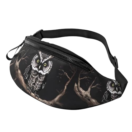 Gürteltasche mit Eulen-Aufdruck für Damen und Herren, Crossbody-Gürteltasche mit verstellbarem Riemen für Reisen, Sport, Schwarz, Einheitsgröße, Schwarz , Einheitsgröße von AoRom