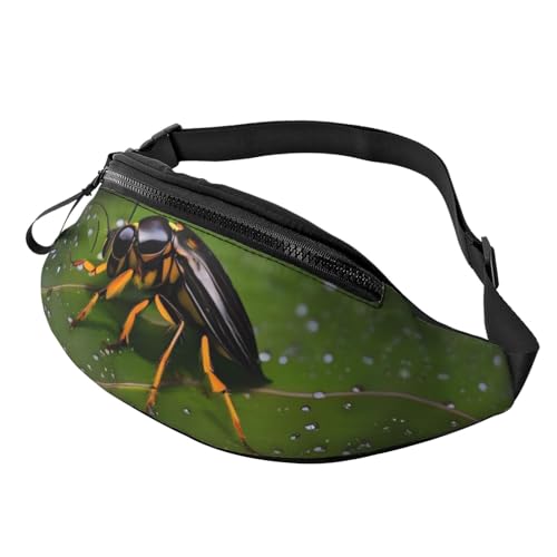 Gürteltasche mit Motiv Insekten auf Blättern, für Herren und Damen, Crossbody-Hüfttasche, Gürteltasche mit verstellbarem Riemen für Reisen, Sport, Schwarz, Einheitsgröße, Schwarz , Einheitsgröße von AoRom