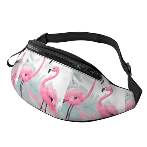 Love Flamingo bedruckte Bauchtasche für Herren und Damen, Crossbody-Hüfttasche, Gürteltasche mit verstellbarem Riemen für Reisen, Sport, Schwarz, Einheitsgröße, Schwarz , Einheitsgröße von AoRom