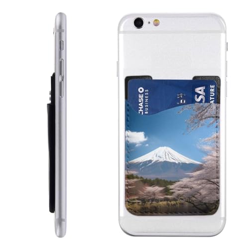 Mt. Fuji im frühen Frühjahr, bedruckter Handy-Kartenhalter, Leder-Kartenhalter, selbstklebendes Kreditkartenfach für Smartphones, Weiß, Einheitsgröße, weiß, Einheitsgröße von AoRom