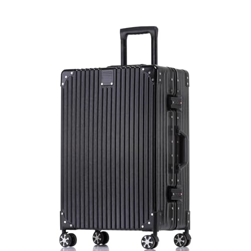 Aoliwei Hartschalen-Koffer Trolley Alu-Rahmen+PC Rollkoffer Reisekoffer Handgepäck Teleskopgriff, TSA, 4 Rollen (Schwarz, L) von Aoliwei