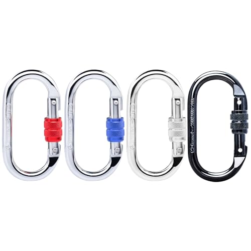 Aomiun 4 stücke O Typ Klettern Karabiner, Bergsteigen Haken, Stahl Sicherheit Haken, O-Förmigen Klettern Schnalle, 25 KN Bergsteigerhaken für Camping, Wandern, Reisen, Angeln, Rucksack Aomiun 4 stücke O Typ Klettern Karabiner, Bergsteigen Haken, Stahl Sicherheit Haken, O-Förmigen Klettern Schnalle, 25 KN Bergsteigerhaken für Camping, Wandern, Reisen, Angeln, Rucksack von Aomiun