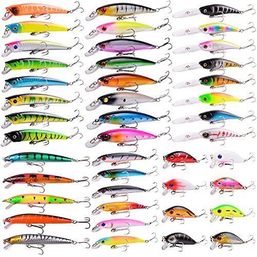 Aorace 43-teiliges Barsch-Angel-Set, 56-teilig, Topwater Harte Köder, Elritze Crankbait Bleistift VIB Swimbait für Barsch, Hecht, passend für Salzwasser und Süßwasser Aorace 43-teiliges Barsch-Angel-Set, 56-teilig, Topwater Harte Köder, Elritze Crankbait Bleistift VIB Swimbait für Barsch, Hecht, passend für Salzwasser und Süßwasser von Aorace