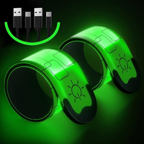 Led Armband Aufladbar, 2 Stück Reflective Leucht Armbänder Licht Armband Kinder Leuchtbänder USB Wiederaufladbar Leuchtarmband Reflektorband Nacht Sicherheits Licht für Erwachsene Joggen Herren Laufen von Aosethefrt