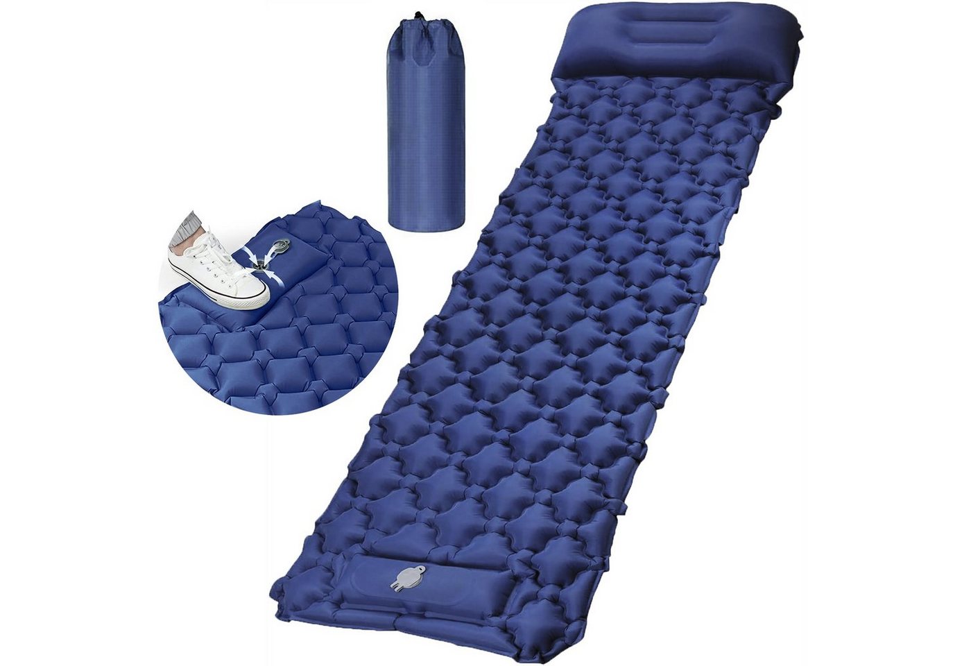 Aoucheni Isomatte Selbstaufblasende Schlafmatten für Camping mit Fußdruckpumpe, Blau von Aoucheni