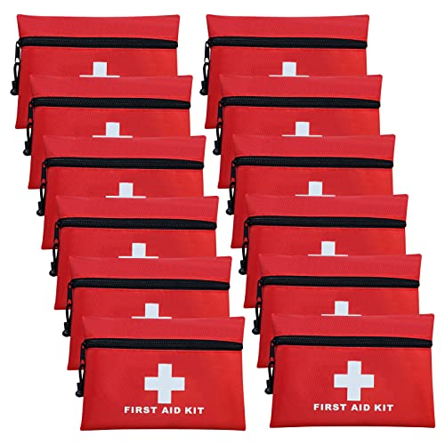 AOUTACC 12-teiliges Mini-Erste-Hilfe-Set, leere Reise-Erste-Hilfe-Tasche, Tasche mit Reißverschluss für Notfälle zu Hause, im Büro, Auto, Outdoor, Boot, Camping, Wandern (nur Tasche), rot, modisch von Aoutacc