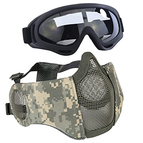 AOUTACC Airsoft-Maske mit taktischer Schutzbrille,Airsoft Maske mit Gehörschutz, Airsoft Protective Gear Set für Erwachsene Männer Frauen Paintball Schießen CS-ACU AOUTACC Airsoft-Maske mit taktischer Schutzbrille,Airsoft Maske mit Gehörschutz, Airsoft Protective Gear Set für Erwachsene Männer Frauen Paintball Schießen CS-ACU von Aoutacc