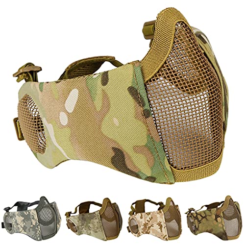 Aoutacc, faltbare Airsoft-Maske, Halbgesicht-Masken mit Ohrschutz für Kriegsspiele, Jagd, Paintball, CP von Aoutacc