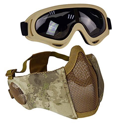 Aoutacc Airsoft-Maske mit taktischer Schutzbrille,Airsoft Maske mit Gehörschutz, Airsoft Protective Gear Set für Erwachsene Männer Frauen Paintball Schießen CS-at Aoutacc Airsoft-Maske mit taktischer Schutzbrille,Airsoft Maske mit Gehörschutz, Airsoft Protective Gear Set für Erwachsene Männer Frauen Paintball Schießen CS-at von Aoutacc