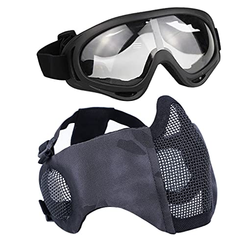 AOUTACC Airsoft-Maske mit taktischer Schutzbrille,Airsoft Maske mit Gehörschutz, Airsoft Protective Gear Set für Erwachsene Männer Frauen Paintball Schießen CS-TY AOUTACC Airsoft-Maske mit taktischer Schutzbrille,Airsoft Maske mit Gehörschutz, Airsoft Protective Gear Set für Erwachsene Männer Frauen Paintball Schießen CS-TY von Aoutacc