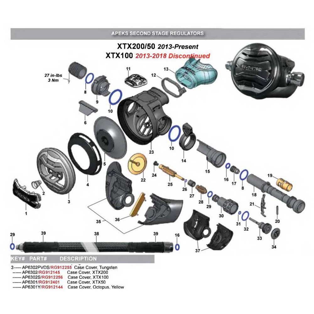 Apeks Xtx Tungsten Front Cover Second Stage Schwarz von Apeks