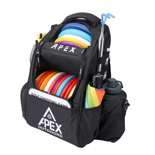 Apex Outdoors Discgolftasche, Discgolf-Rucksack mit 21+ Disc-Kapazität, langlebige und leichte Frisbee-Golftaschen mit mehreren Aufbewahrungstaschen, DGB-122608 von Apex Outdoors
