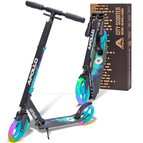 Apollo Artemis City Roller - Höhenverstellbarer Scooter für Kinder, Teens und Erwachsene, Tretroller mit großen Rädern, Cityroller, handlich, klappbarer Scooter für Kinder ab 6 Jahre von Apollo