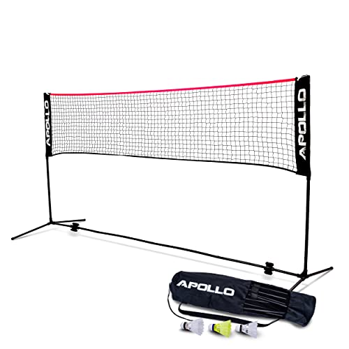 Apollo Badminton Netz, Volleyball Netz | 300cm | 400cm | 500 cm | Federballnetz 3-Fach-Höhenverstellbar, Set bestehend aus Netz, 3X Federball, stabilem Eisen-Gestell, Transporttasche, Indoor & Outdoor Apollo Badminton Netz, Volleyball Netz | 300cm | 400cm | 500 cm | Federballnetz 3-Fach-Höhenverstellbar, Set bestehend aus Netz, 3X Federball, stabilem Eisen-Gestell, Transporttasche, Indoor & Outdoor von Apollo