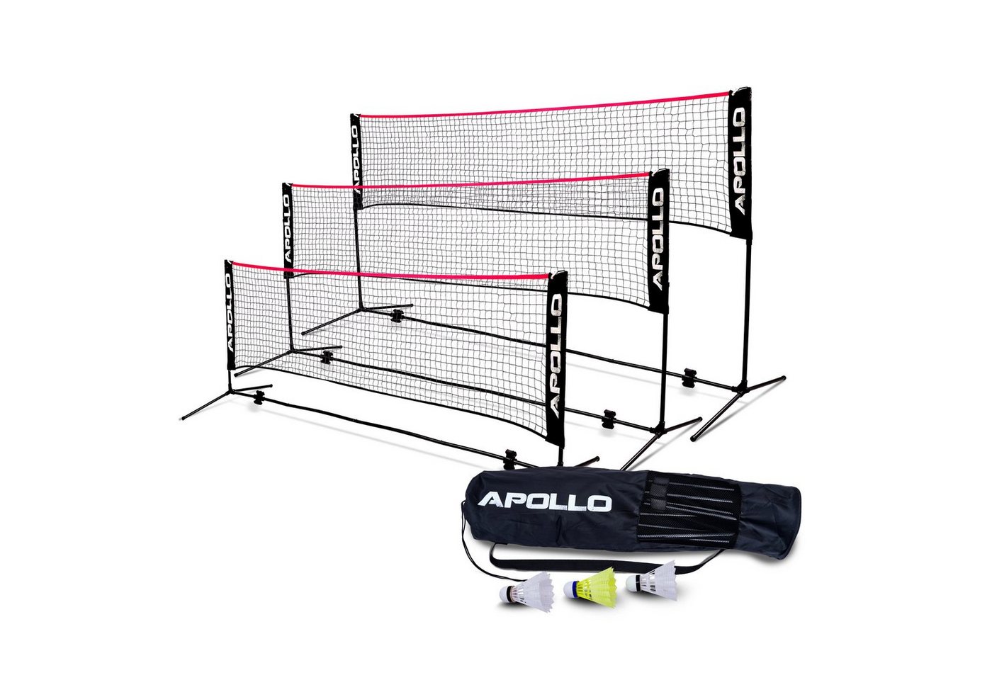 Apollo Badmintonnetz Badminton und Volleyball Netz, 300 cm, 400 cm, 500 cm, höhenverstellbar, inkl. 3 Federbällen Apollo Badmintonnetz Badminton und Volleyball Netz, 300 cm, 400 cm, 500 cm, höhenverstellbar, inkl. 3 Federbällen von Apollo