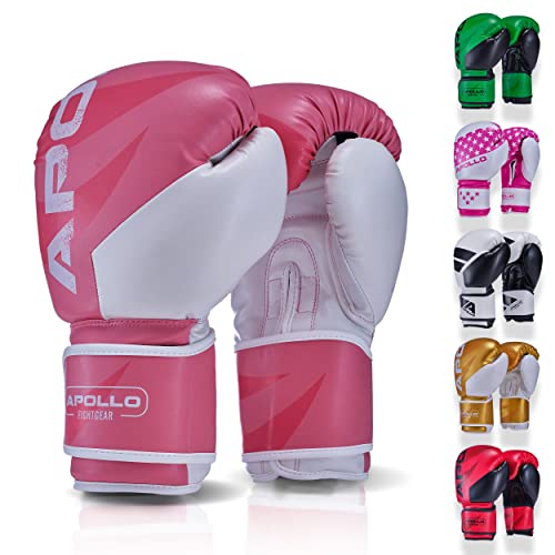 Apollo Boxhandschuhe Männer aus PU Leder | Thai Boxhandschuhe Damen und Herren | für Boxsack, Training, Sparring, Fitness, MMA Handschuhe | Kickbox Handschuhe | Boxing Gloves 12/14/16oz. von Apollo