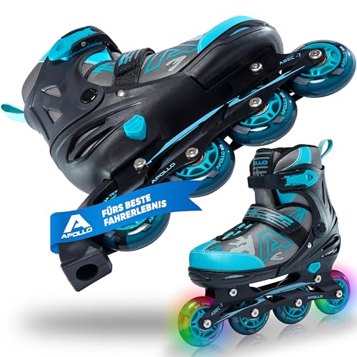 Apollo Champion, größenverstellbare Inliner für Jungs und Mädchen ab Größe 31, für Damen und Herren bis Größe 42, hochwertige Inline Skates für Kinder und Erwachsene mit LED Rollen von Apollo