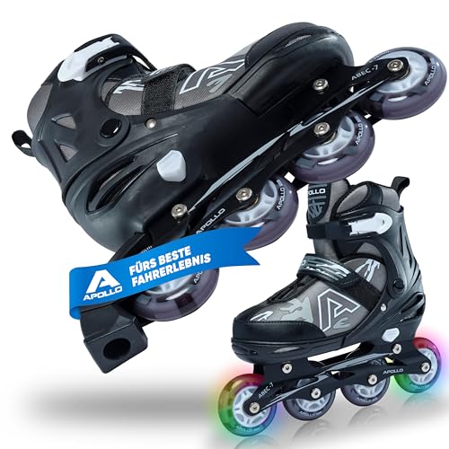 Apollo Champion, größenverstellbare Inliner für Jungs und Mädchen ab Größe 31, für Damen und Herren bis Größe 42, hochwertige Inline Skates für Kinder und Erwachsene mit LED Rollen von Apollo