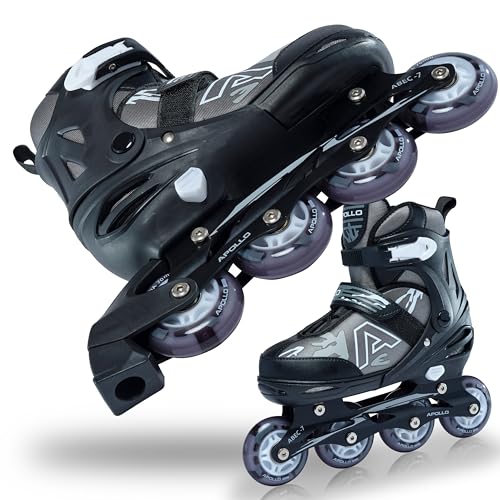 Apollo Champion, größenverstellbare Inliner für Jungs und Mädchen ab Größe 31, für Damen und Herren bis Größe 42, hochwertige Inline Skates für Kinder und Erwachsene mit LED Rollen von Apollo