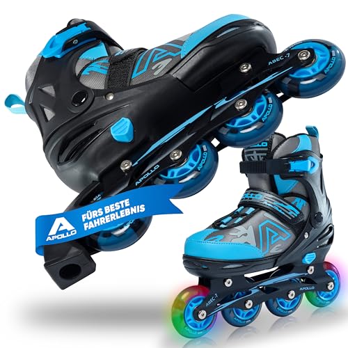 Apollo Champion, größenverstellbare Inliner für Jungs und Mädchen ab Größe 31, für Damen und Herren bis Größe 42, hochwertige Inline Skates für Kinder und Erwachsene mit LED Rollen von Apollo