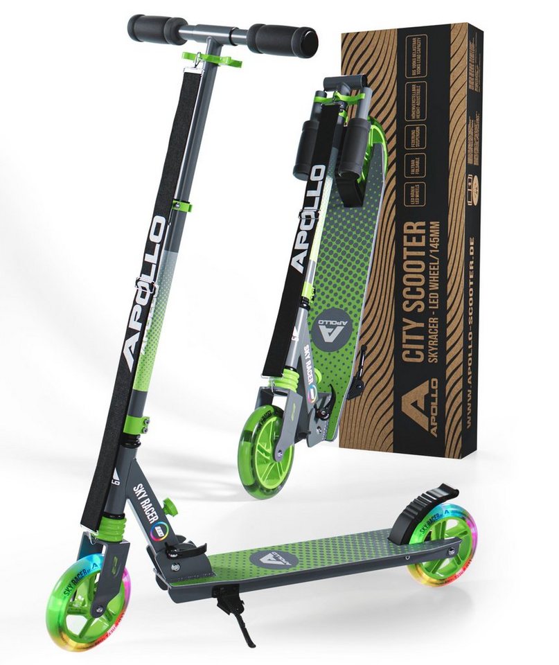 Apollo Cityroller Skyracer LED City Scooter Kinder, Tretroller mit Federung, klappbarer Kinderroller, höhenverstellbar Apollo Cityroller Skyracer LED City Scooter Kinder, Tretroller mit Federung, klappbarer Kinderroller, höhenverstellbar von Apollo
