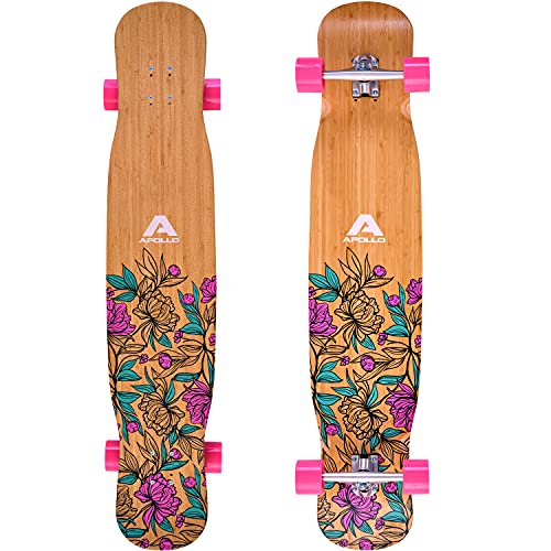 Apollo Dancer Longboard Paeonia, 46 x 9,5 Zoll, ABEC 9 Kugellager, stylische Longboards, perfekt zum Dancing für Profis und Anfänger, Komplettboard für Tricks und Moves aller Art, Cruiser Longboard von Apollo