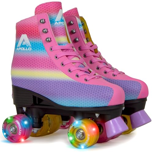 Apollo Disco Roller, Classic Roller, Rollschuhe für Kinder und Erwachsene, größenverstellbare Quad-Skates, 3 Größen, verstellbar von 31 bis 42, Rollschuhe Damen in schicken Designs Apollo Disco Roller, Classic Roller, Rollschuhe für Kinder und Erwachsene, größenverstellbare Quad-Skates, 3 Größen, verstellbar von 31 bis 42, Rollschuhe Damen in schicken Designs von Apollo