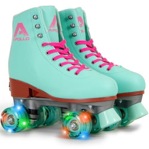 Apollo Disco Roller, Classic Roller, Rollschuhe für Kinder und Erwachsene, größenverstellbare Quad-Skates, 3 Größen, verstellbar von 31 bis 42, Rollschuhe Damen in schicken Designs von Apollo