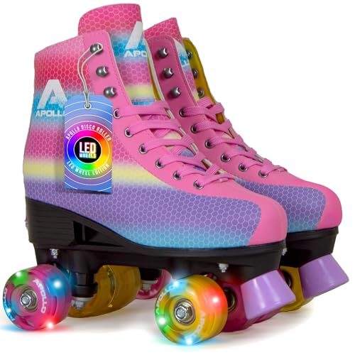 Apollo Disco Roller, Classic Roller, Rollschuhe für Kinder und Erwachsene, größenverstellbare Quad-Skates, 3 Größen, verstellbar von 31 bis 42, Rollschuhe Damen in schicken Designs Apollo Disco Roller, Classic Roller, Rollschuhe für Kinder und Erwachsene, größenverstellbare Quad-Skates, 3 Größen, verstellbar von 31 bis 42, Rollschuhe Damen in schicken Designs von Apollo