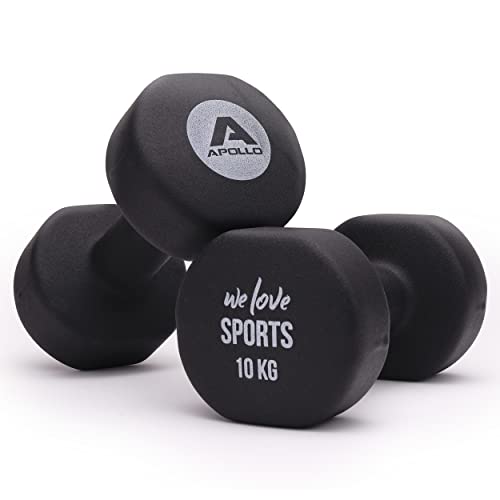 Apollo Hantel Set Kurzhantel | 2 Hanteln | 2x10kg Hantelset | Gewichte für Krafttraining | Kurzhanteln 2er Set | Fitness Hanteln für Frauen & Männer | Dumbbells | Hanteln 10kg | Hantel Gewichte von Apollo