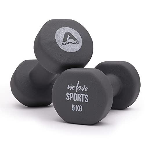 Apollo Hantel Set Kurzhantel | 2 Hanteln | 2x5kg Hantelset | Gewichte für Krafttraining | Kurzhanteln 2er Set | Fitness Hanteln für Frauen & Männer | Dumbbells | Hanteln 5kg | Hantel Gewichte von Apollo