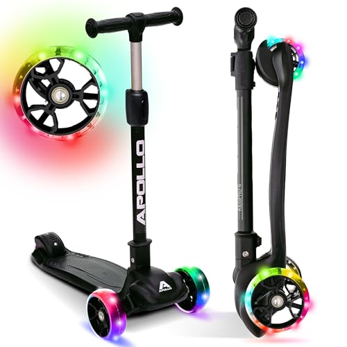 Apollo KidsPro 4 Kinderroller | klappbarer Kinder Scooter, höhenverstellbarer Dreiradscooter | Roller Kinder 3 Jahre Altersempfehlung | Kinderroller 3 Räder mit LED Rollen | Scooter Kinder-gerecht von Apollo