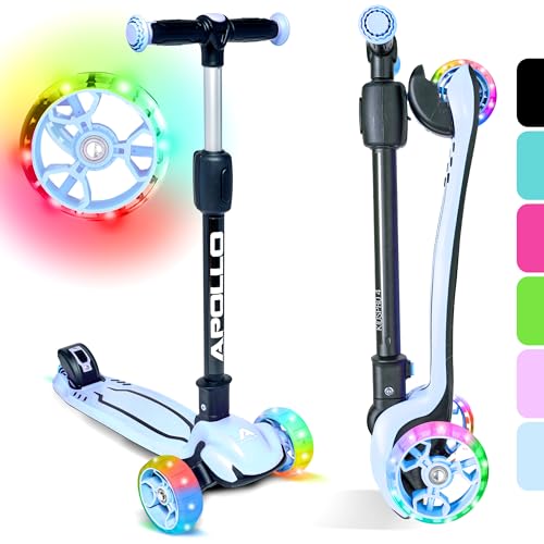 Apollo KidsPro 4 Kinderroller | klappbarer Kinder Scooter, höhenverstellbarer Dreiradscooter | Roller Kinder 3 Jahre Altersempfehlung | Kinderroller 3 Räder mit LED Rollen | Scooter Kinder-gerecht von Apollo