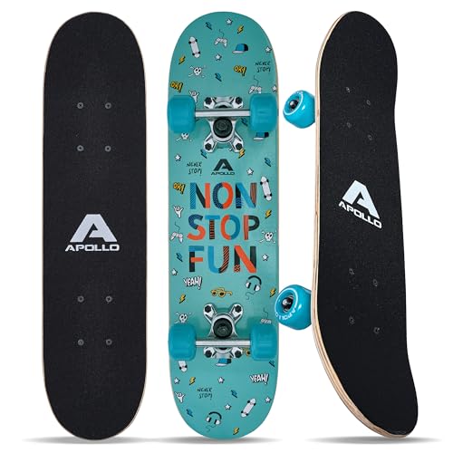 Apollo Kinder Skateboard, | kleines Komplett Board mit ABEC 3 Kugellagern und Aluminium Achsen | Coole Designs für Kinder | Cruiser Boards für Mädchen und Jungs | Kinder Skateboard ab 3 Jahre von Apollo