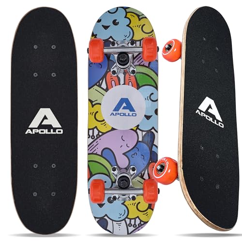 Apollo Kinder Skateboard, | kleines Komplett Board mit ABEC 3 Kugellagern und Aluminium Achsen | Coole Designs für Kinder | Cruiser Boards für Mädchen und Jungs | Kinder Skateboard ab 3 Jahre von Apollo