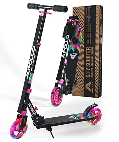 Apollo Skyracer City Roller mit LED Leuchträdern | Roller Kinder 6 Jahre | City Scooter mit Federung | Tretroller für Kinder und Teens | klappbar und höhenverstellbar Apollo Skyracer City Roller mit LED Leuchträdern | Roller Kinder 6 Jahre | City Scooter mit Federung | Tretroller für Kinder und Teens | klappbar und höhenverstellbar von Apollo
