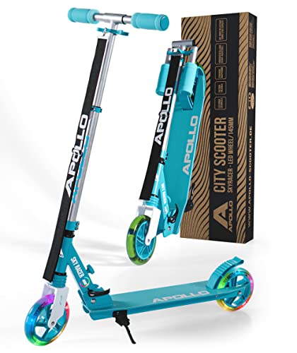 Apollo Skyracer City Roller mit LED Leuchträdern | Roller Kinder 6 Jahre | City Scooter mit Federung | Tretroller für Kinder und Teens | klappbar und höhenverstellbar Apollo Skyracer City Roller mit LED Leuchträdern | Roller Kinder 6 Jahre | City Scooter mit Federung | Tretroller für Kinder und Teens | klappbar und höhenverstellbar von Apollo