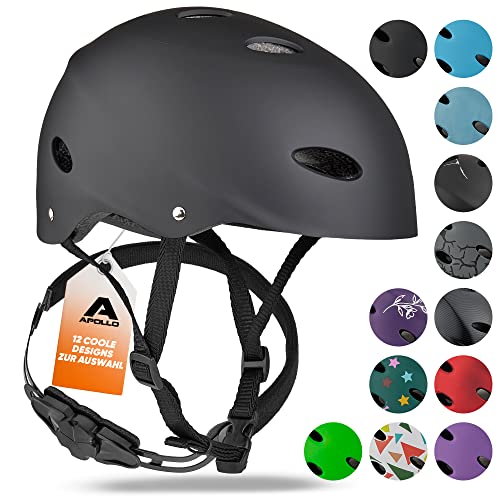 Apollo Skate-Helm/Kinder-Helm - Verstellbarer Skateboard, Scooter, BMX-Helm, mit Drehrad-Anpassung geeignet für Kinder, Erwachsene, in verschiedenen Größen und Farben von Apollo