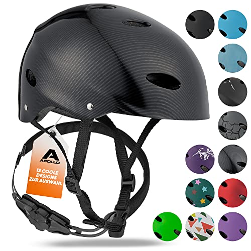 Apollo Skaterhelm Herren, Damen und Kinder | Kinderfahrradhelm | Verstellbar | Skateboard, Scooter, BMX Helm Kinder mit Drehrad-Anpassung | für Jungen und Mädchen | Verschiedene Größen und Farben von Apollo