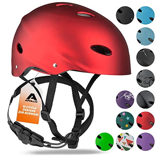 Apollo Skaterhelm Herren, Damen und Kinder | Kinderfahrradhelm | Verstellbar | Skateboard, Scooter, BMX Helm Kinder mit Drehrad-Anpassung | für Jungen und Mädchen | Verschiedene Größen und Farben von Apollo