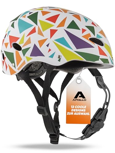 Apollo Skaterhelm Herren, Damen und Kinder | Kinderfahrradhelm | Verstellbar | Skateboard, Scooter, BMX Helm Kinder mit Drehrad-Anpassung | für Jungen und Mädchen | Verschiedene Größen und Farben von Apollo